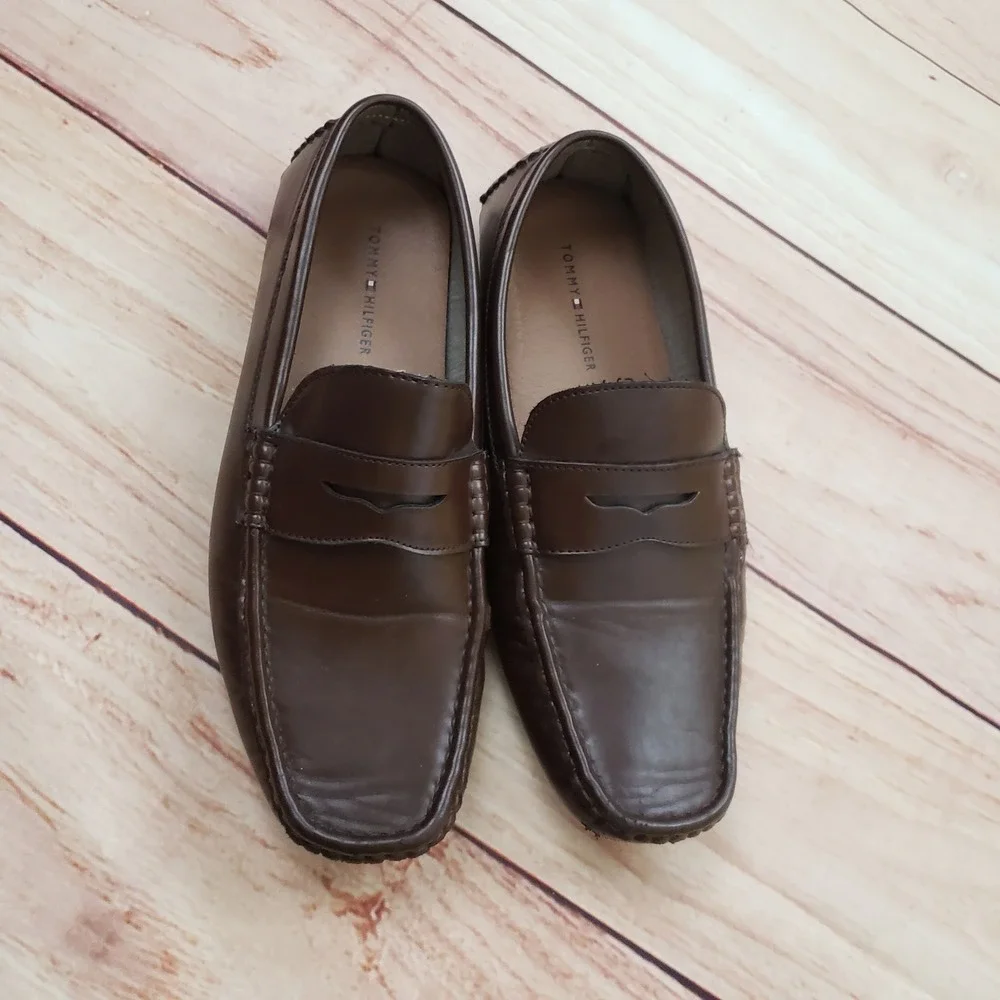 Tommy Hilfiger TMAMBLE Penny Loafer Driving Moccasin Men 10.5 Brown Shoes Office